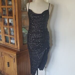 Forever 21 Black Sequin Bodycon Midi Dress